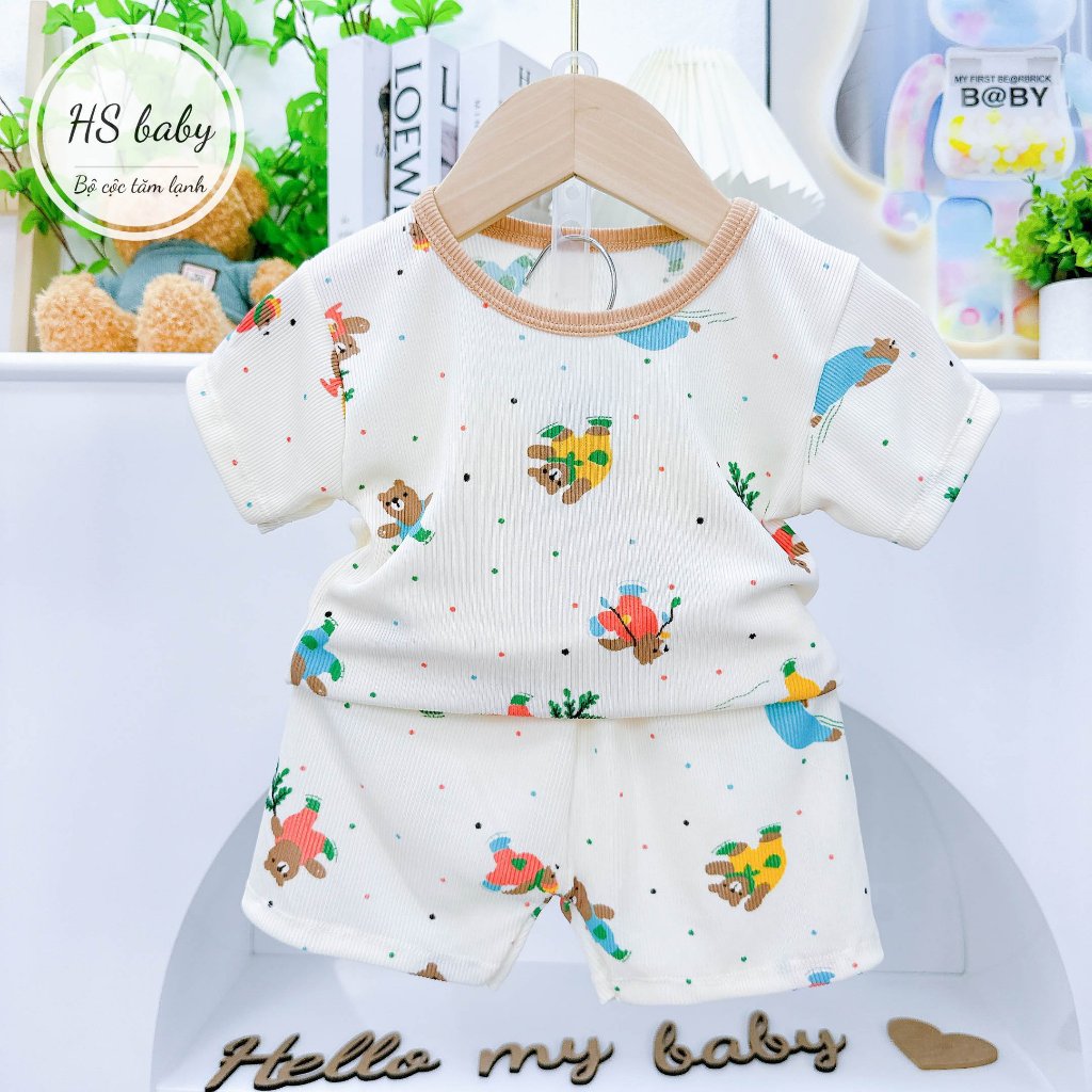 Bộ quần áo cộc tay TĂM LẠNH họa tiết thú đáng yêu cho bé trai bé gái 5-15kg mesocshop