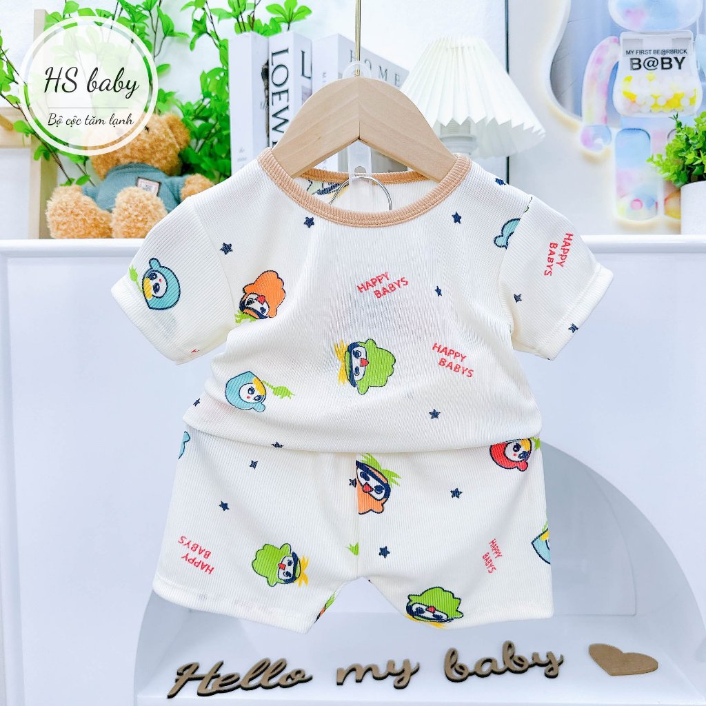 Bộ quần áo cộc tay TĂM LẠNH họa tiết thú đáng yêu cho bé trai bé gái 5-15kg mesocshop