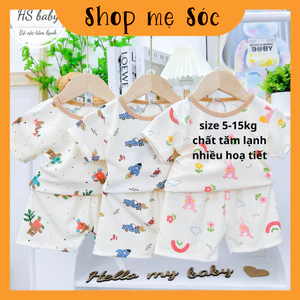 Bộ quần áo cộc tay TĂM LẠNH họa tiết thú đáng yêu cho bé trai bé gái 5-15kg mesocshop