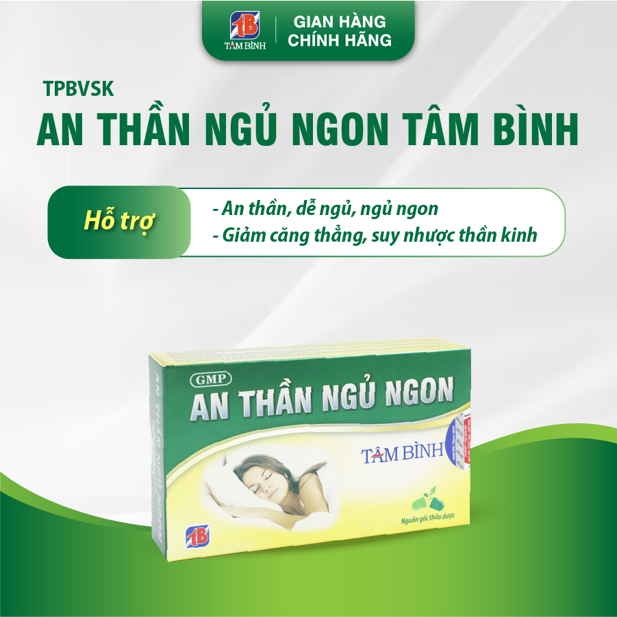 Ảnh An thần ngủ ngon Tâm Bình 30v - Hỗ trợ giảm mất ngủ, ngủ không sâu giấc, lo âu, căng thẳng, giảm stress 1