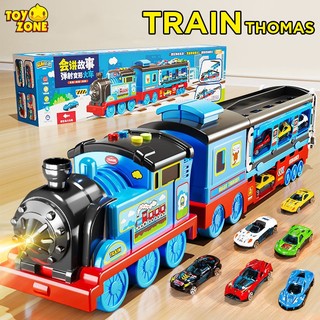 Đồ Chơi Tàu Hỏa Train Thomas Hotwheels Cho Bé Biến Hình Xe Vận Chuyển Ô Tô Cỡ Lớn Cao Cấp Tặng Kèm 6 Xe Nhỏ Và Bệ Phóng