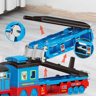 Đồ Chơi Tàu Hỏa Train Thomas Hotwheels Cho Bé Biến Hình Xe Vận Chuyển Ô Tô Cỡ Lớn Cao Cấp Tặng Kèm 6 Xe Nhỏ Và Bệ Phóng