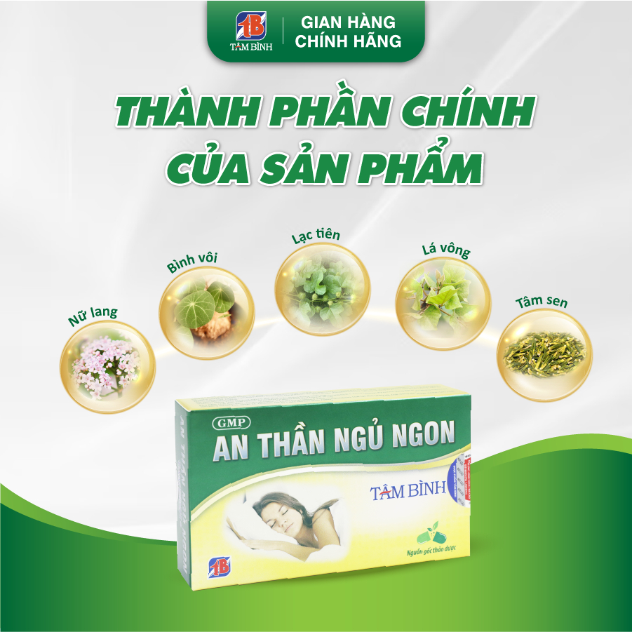 Ảnh Combo 02 hộp 20 viên An thần ngủ ngon Tâm Bình - Hỗ trợ giảm mất ngủ, ngủ không sâu giấc, lo âu, căng thẳng 2