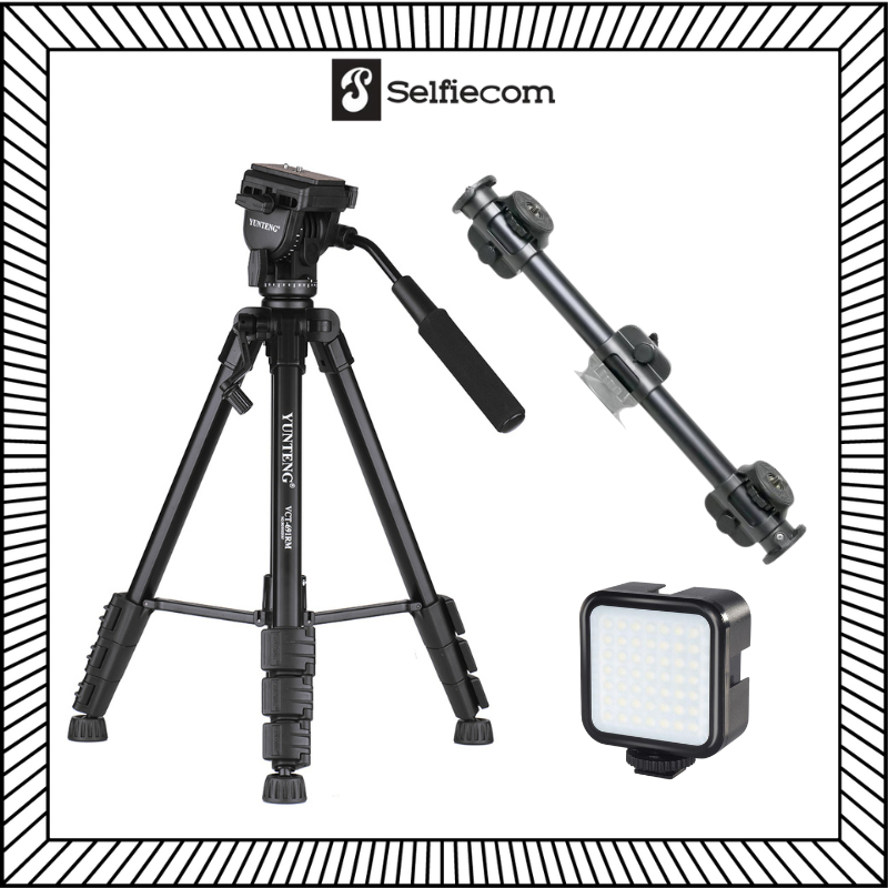 Combo Tripod VCT 691RM + Thanh Ngang 369 + Đèn RGB - Phụ Kiện Quay Topshot Chuyên Nghiệp