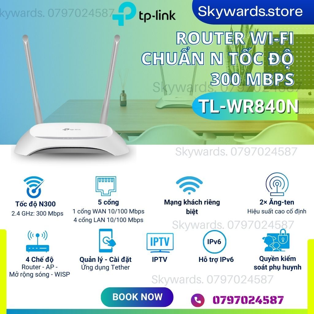 Bộ Router Wi-Fi TP-Link Chuẩn N 300Mbps TL-WR840N _chính hãng, mới 100% ...