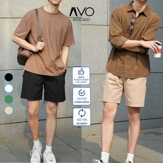 Quần Short sọt đùi cộc Kaki cạp chun nam from dáng đùi cộc mùa hè vải kaki Hàn mềm mịn cao cấp thấm hút tốt Avocado