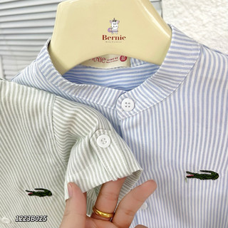 Bộ sơ mi bé trai họa tiết kẻ thêu cá sấu phù hợp đi học đi chơi chất thô cotton mát mẻ 1-6 tuổi (9-23kg) N0090 BUNNYKIDS