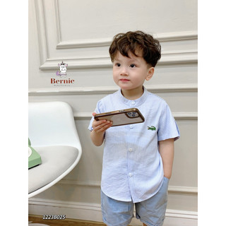 Bộ sơ mi bé trai họa tiết kẻ thêu cá sấu phù hợp đi học đi chơi chất thô cotton mát mẻ 1-6 tuổi (9-23kg) N0090 BUNNYKIDS