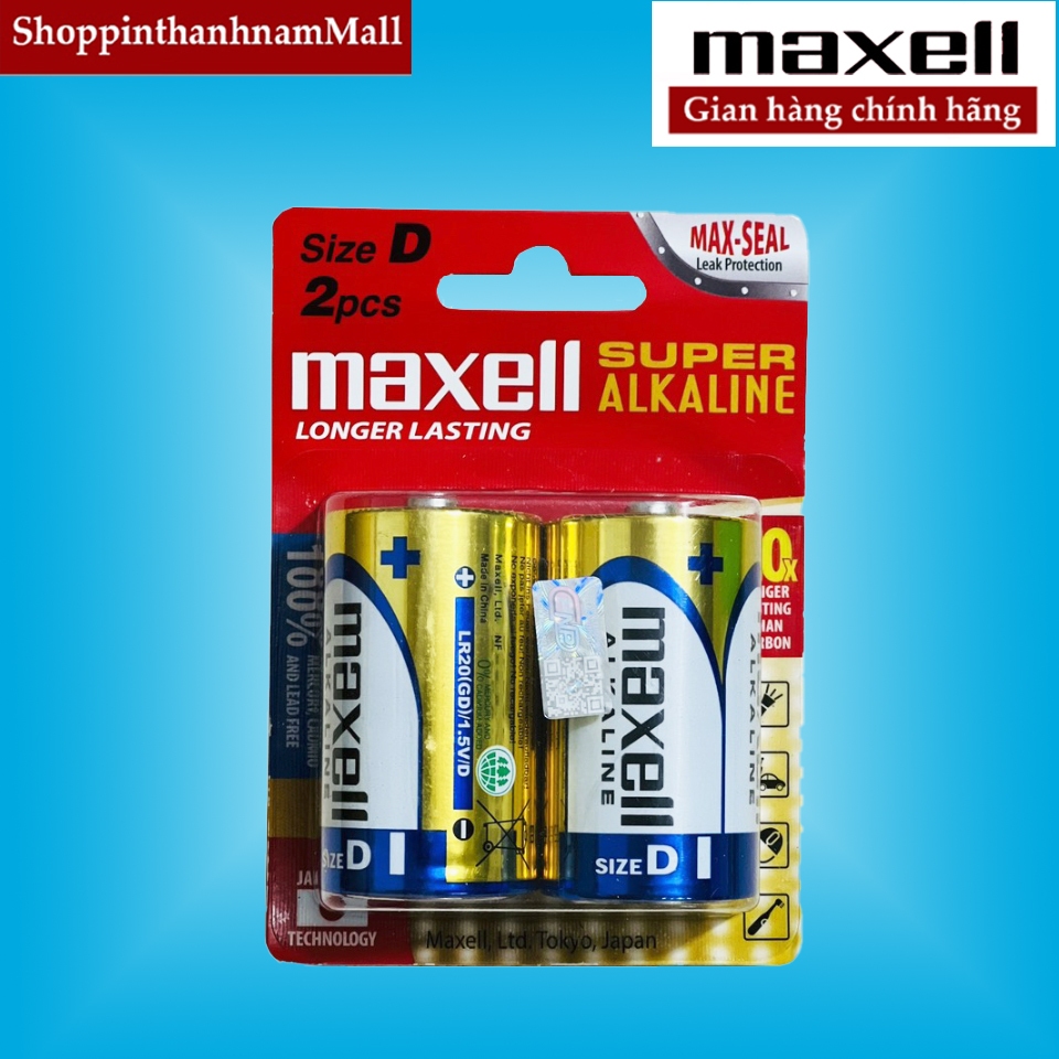 Pin Đại Maxell alkaline LR20 Cao Cấp Vỉ 2 Viên Chính Hãng | Shopee Việt Nam
