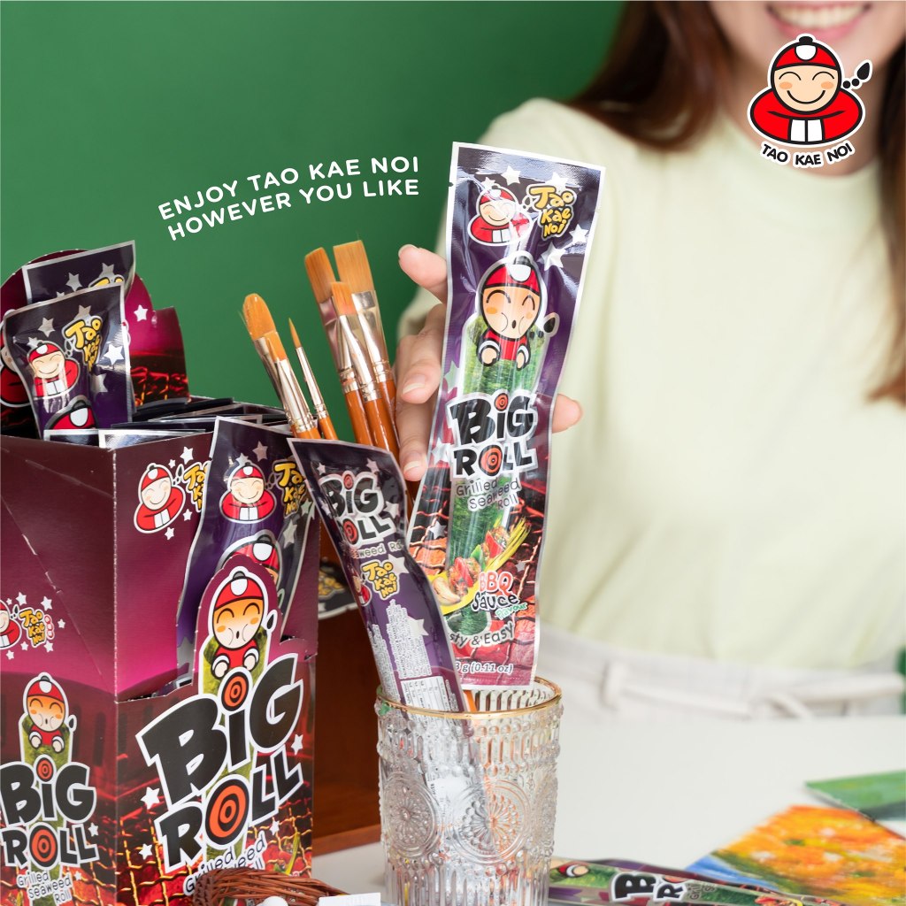 [ĐƠN 1100K TẶNG 1 GÓI TEMPURA] Thùng 24 Hộp Snack Rong Biển TaoKaeNoi BIG ROLL (Hộp 6 Gói) Nhập Khẩu Thái Lan