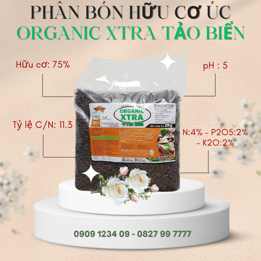 Phân bón hữu cơ Úc Organic Xtra Tảo Biển 1
