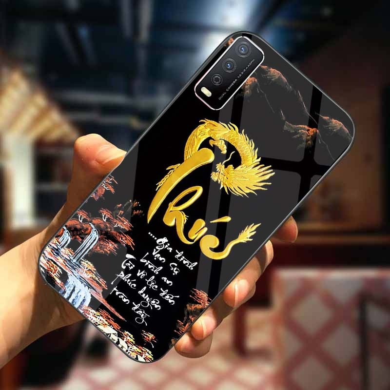 Ốp Lưng VIVO Y12S, Y20, Y20S Mặt Lưng Kính Cường Lực In 3D Cao Cấp