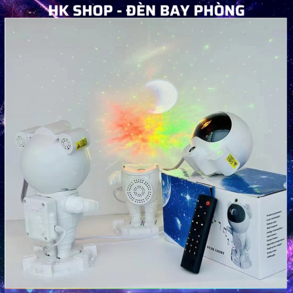 Đèn Phi Hành Gia Chiếu Mây Trăng Sao Loa Bluetooth Nháy Theo Nhạc Decor Phòng Ngủ Phòng Thiên Hà Có Laser Mẫu 2024