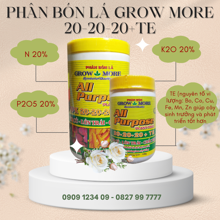 Phân bón lá Grow More 20 20 20+TE 1