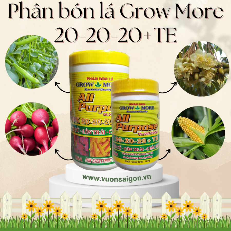 Phân bón lá Grow More 20 20 20+TE 4