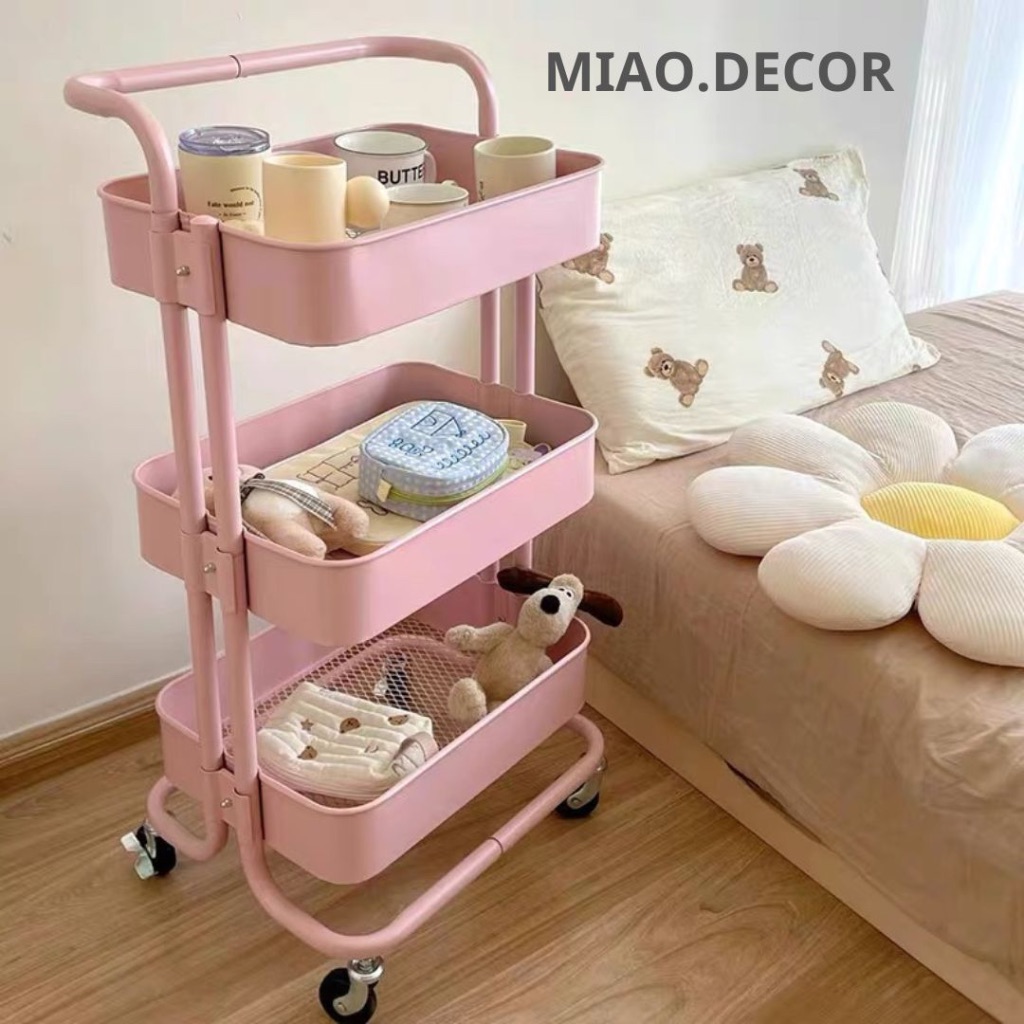 Sẵn Kệ Xe Đẩy Đa Năng Spa 3 Tầng Có Bánh Xe Chất Lượng Cao Cấp 100% Thép Cacbon