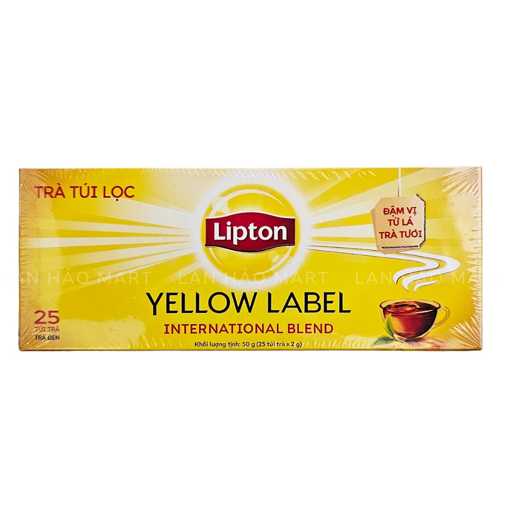 Trà đen túi lọc Lipton nhãn vàng hộp 50g (25 túi x 2g) | Shopee Việt Nam