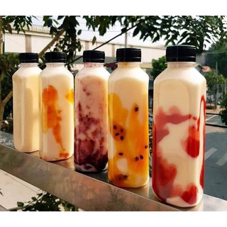 combo 200chai nhựa vuông 350ml đựng trà sữa, cà phê kèm nắp