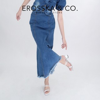 Dép cao gót Erosska mũi vuông phối dây quai mảnh cao 6cm màu kem _ EM038