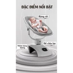 Nôi rung ru ngủ bằng điện tự động 2in1 Kidilo ngả lưng 3 tư thế, nằm 175 độ, với 6 kiểu đưa nôi, Bluetooth phát nhạc — ảnh 6