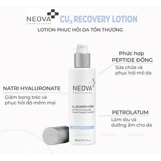 Lotion Và Kem Dưỡng Phục Hồi Sau Laser, Meso, Peel Neova Cu3 Tissue Repair 60ml & Neova Cu3 Recovery Lotion 100ml