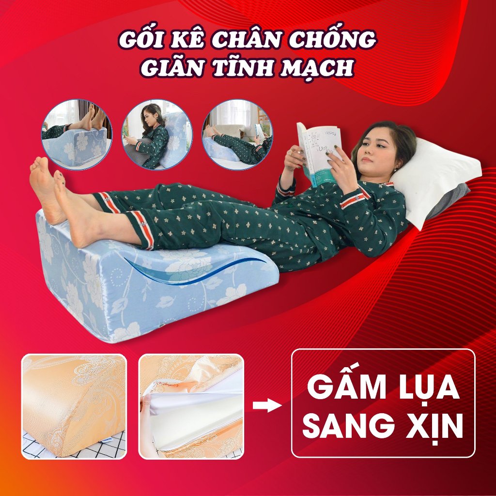 Ảnh TEM CHÍNH HÃNG Gối Kê Chân Chống Giãn Tĩnh Mạch Chuyên Dụng Yorokobi KT 25&28CM - Đánh Giá Thật, Lượt Mua Thật 1
