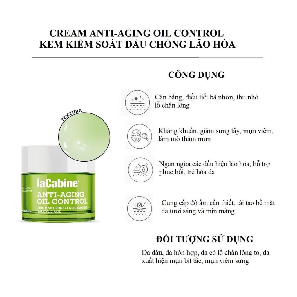 Kem kiểm soát dầu nhờn, giảm lão hóa Crème Anti-age Oil Control laCabine 50ml | Shopee Việt Nam