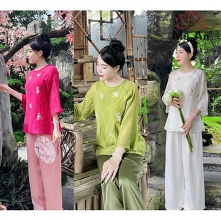 Set pháp phục cổ tết Quảng Châu thiết kế thêu hoa tiểu thư siêu xinh, Set đồ du xuân rẻ đẹp
