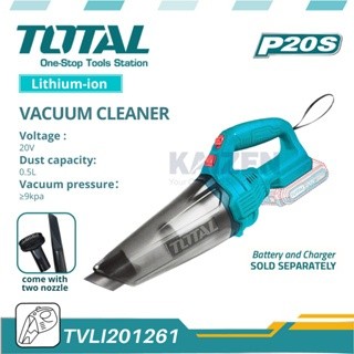 TOTAL Máy hút bụi 0.5L dùng pin 20V kèm pin sạc TVLI201261 / TVLI20126