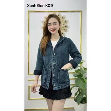 Áo Khoác Nữ Jean UNISEX Nữ Màu Xanh Đen và Xanh Đậm - Áo khoác bò nữ form rộng suông K09