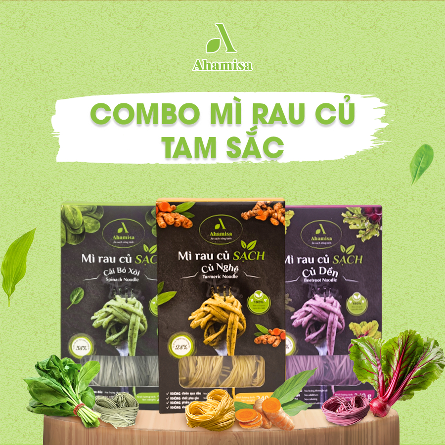 Combo Tam Sắc Mì Rau Củ Sạch Ahamisa Mì Ăn Kiêng, Mì Rau Củ Cho Bé, Ăn ...