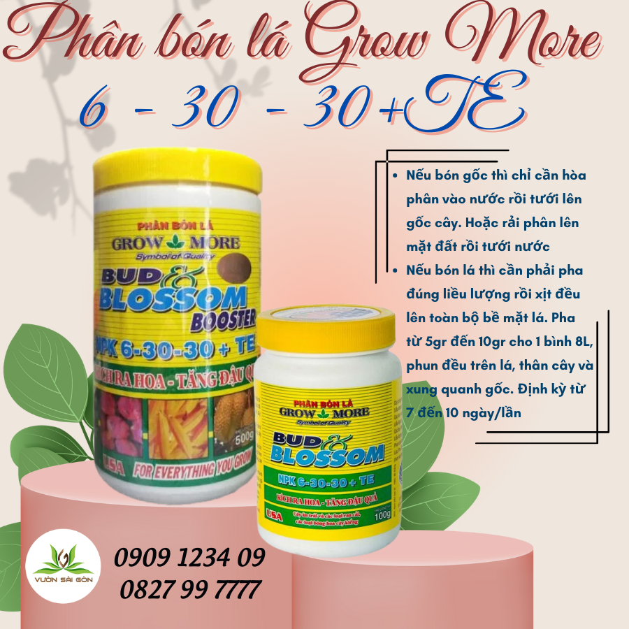 Phân bón lá Grow More 6 30 30+TE ( 100gr và 500gr) 3
