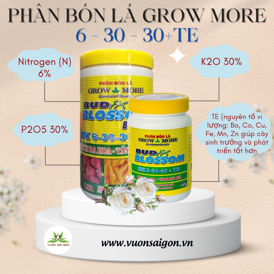 Phân bón lá Grow More 6 30 30+TE ( 100gr và 500gr) 1