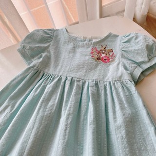 Váy bé gái thêu Sóc Vintage 1-8 tuổi (9-33kg) N0092