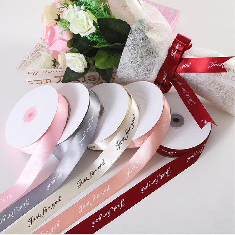 Ruy Băng Lụa, Voan In Chữ Bản Đẹp 2,5cm Dài 45 Mét Thắt Nơ Gói Quà.