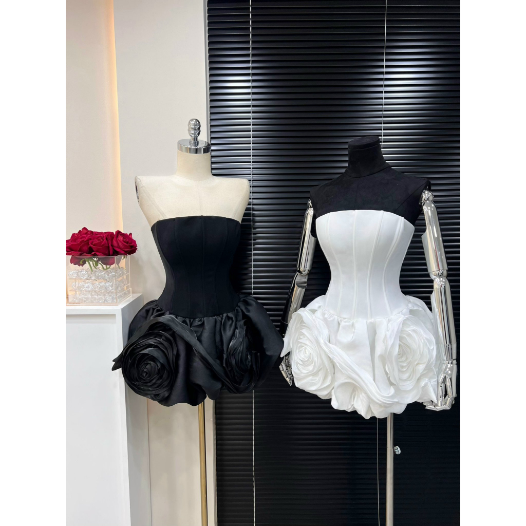 Đầm dự tiệc cúp xòe phối hoa Roy Dress