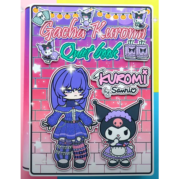 Gacha Kuromi Quiet Book, candyhome paper, học liệu bóc dán, toca poca ...