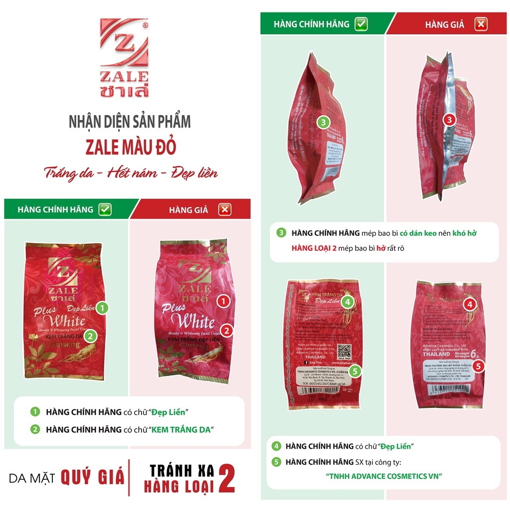 Combo 5 ZALE Hồng trắng da và 5 ZALE Vàng chống nắng [ZALE THÁI]