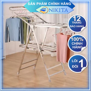 Giàn phơi để sàn Inox có bánh xe di chuyển tiện lợi, Mâm phơi có thể điều chỉnh theo hướng nắng - Hàng chính hãng NIKITA