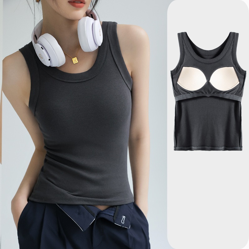 Áo Ba Lỗ Có Đệm Mút Áo Tanktop chất liệu cotton áo hai dây co giãn phong cách basic LA026