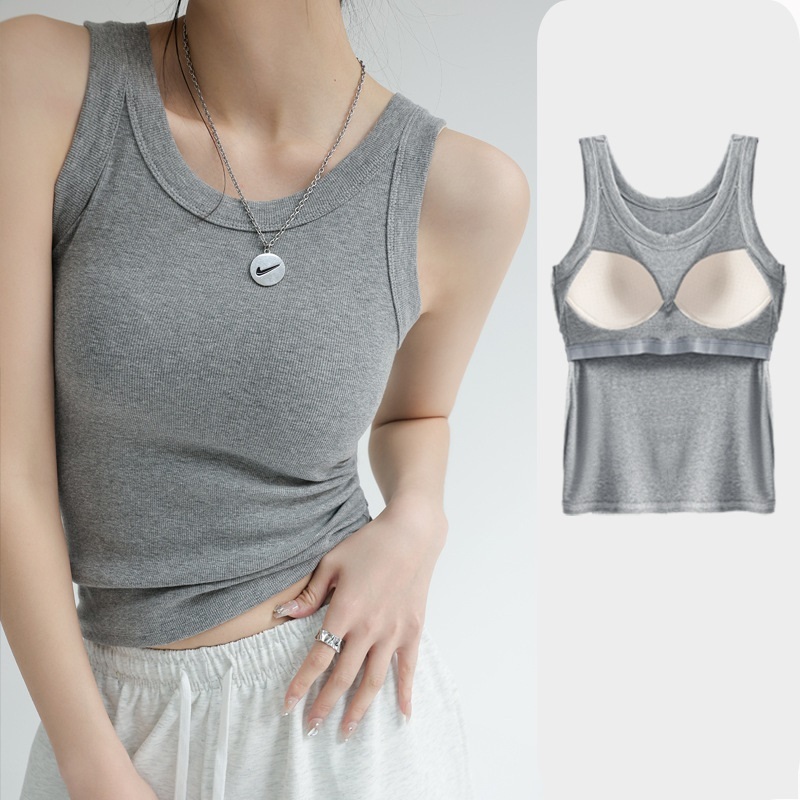 Áo Ba Lỗ Có Đệm Mút Áo Tanktop chất liệu cotton áo hai dây co giãn phong cách basic LA026