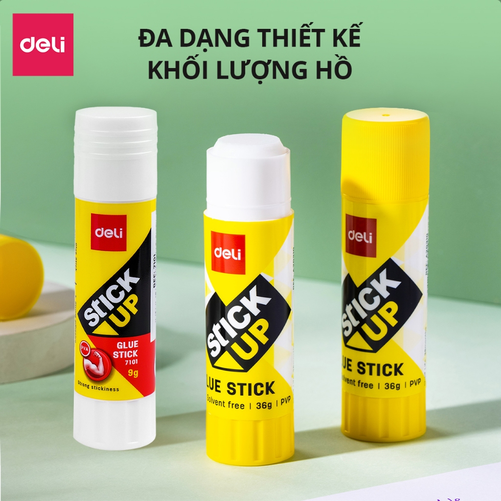 Hồ Khô Keo Dán Giấy Học Sinh Deli - 9/15/20/36g Khô Nhanh Siêu Dính Mùi Thơm Nhỏ Gọn Tiện Lợi Làm Thủ Công Văn Phòng