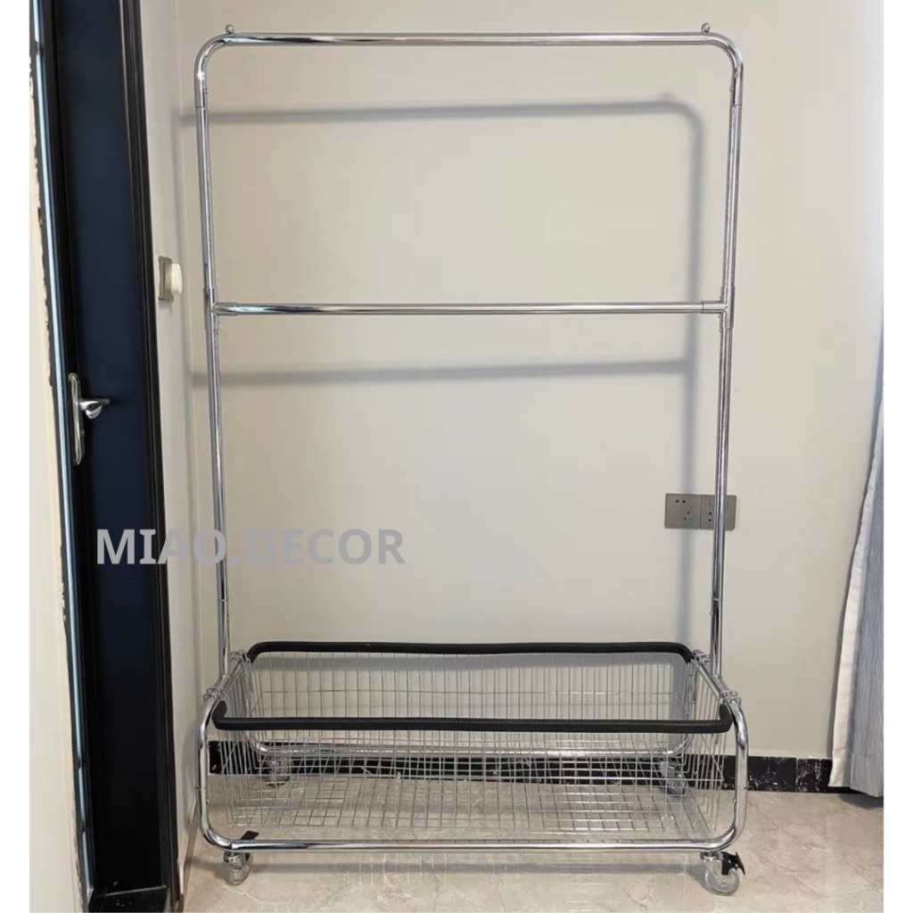 Sẵn Giá Hai Tầng Inox Cao Cấp Treo Đồ Có Giỏ Đựng Kèm Bánh Xe Trong Di ...