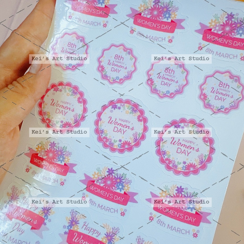 Set 35cái tem nhãn trang trí thiệp, thư, đơn hàng, quà tặng 8 tháng 3, women's day, 8/3, quốc tế phụ nữ