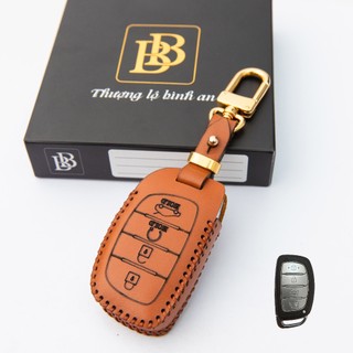 Bao da chìa khoá ô tô Hyundai Creta khoá 4 nút da bò thật bảo hành 2 năm về da hàng chính hãng boboay