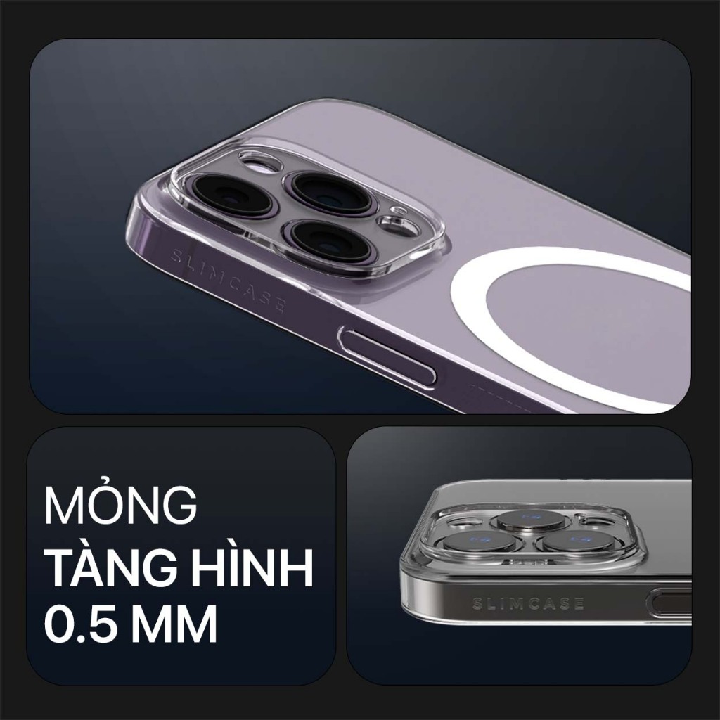 Ốp lưng UNIQUE iPhone 14 Pro Max /14 Pro / 14 Plus / 14 SLIMCASE - Không ố vàng, siêu mỏng, hỗ trợ sạc không dây