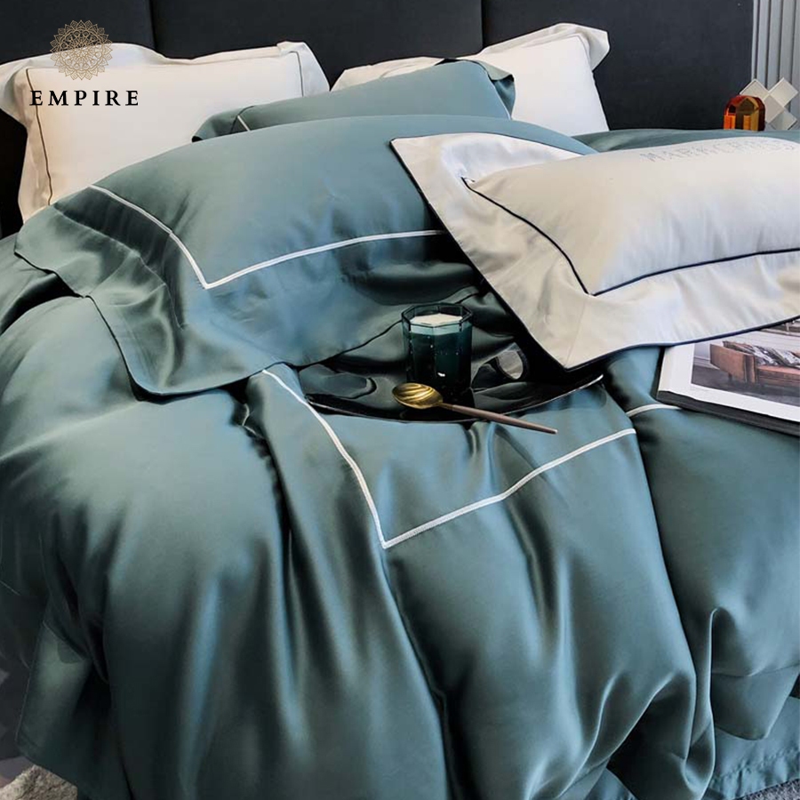 Bộ chăn ga gối set 5 món tencel 120s mềm mịn EMPIRE cao cấp mang vẻ đẹp sang trọng bu chun drap ga