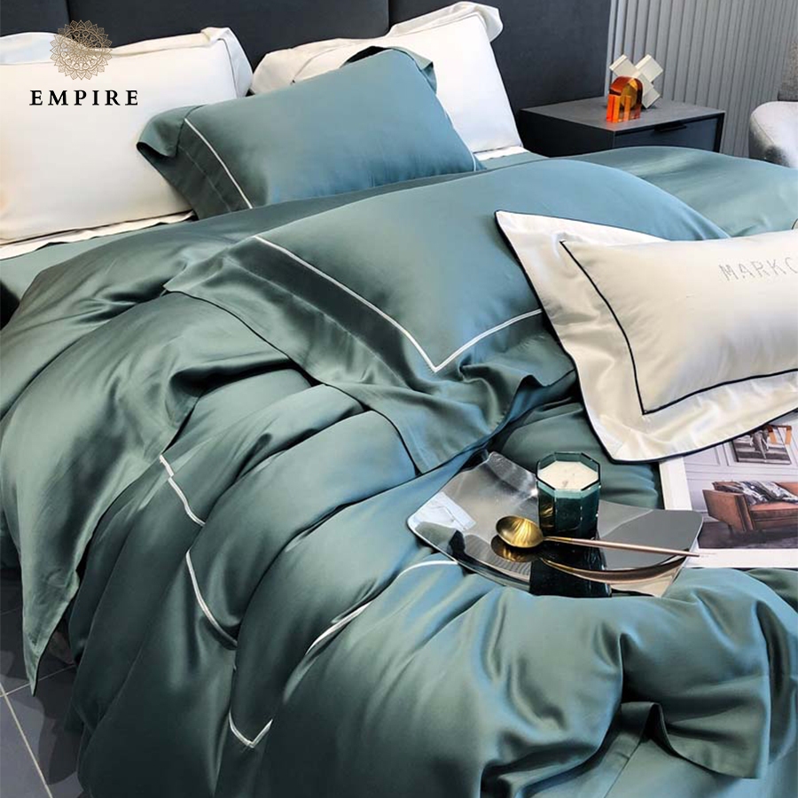 Bộ chăn ga gối set 5 món tencel 120s mềm mịn EMPIRE cao cấp mang vẻ đẹp sang trọng bu chun drap ga