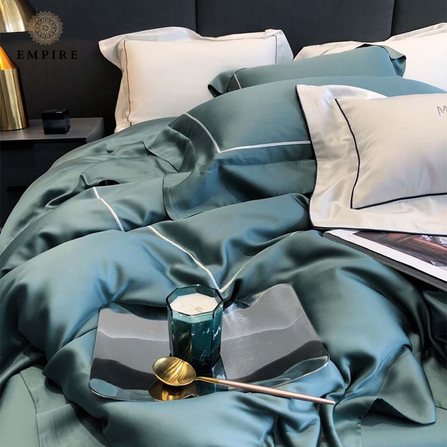 Bộ chăn ga gối set 5 món tencel 120s mềm mịn EMPIRE cao cấp mang vẻ đẹp sang trọng bu chun drap ga