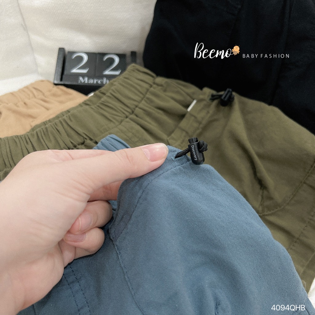 Quần đùi kaki túi hộp bé trai, quần sóc đùi cá tính phong cách cho bé Beemo